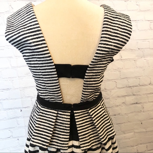 BCBG black & white Piper striped peplum dress - Picture 7 of 8
